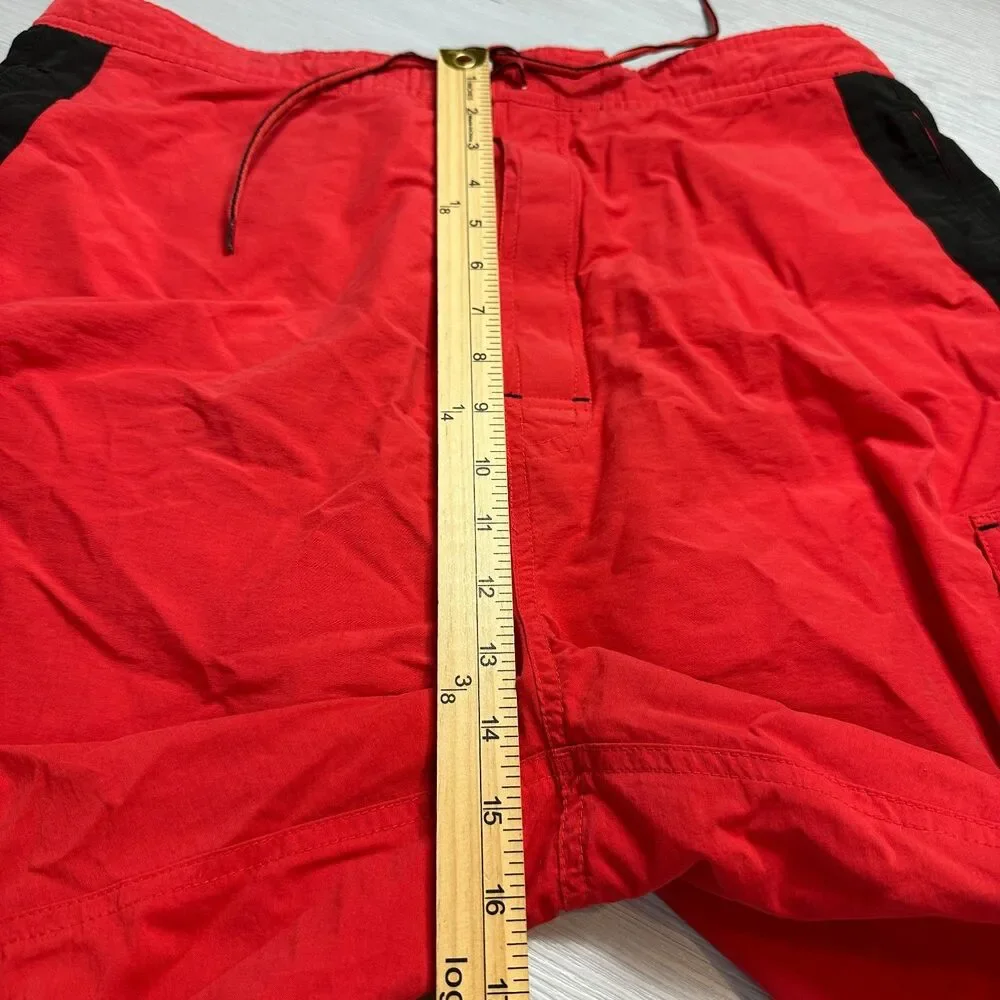 Daniel Cremieux Men XL Swim Trunks Red Black Cargo Board Shorts Mesh Lined Pouch